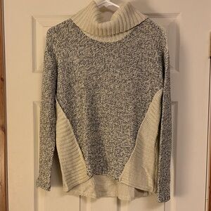 RD Style Cream and Gray Cowl Neck Sweater